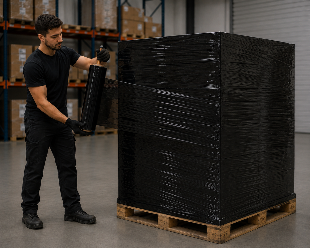 Stretch Film Black 18" x 1500 ft – 80 Gauge (4 Rolls per Case)