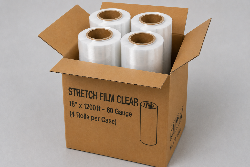 Stretch Film Clear 18" x 1200 ft – 60 Gauge (4 Rolls per Case)