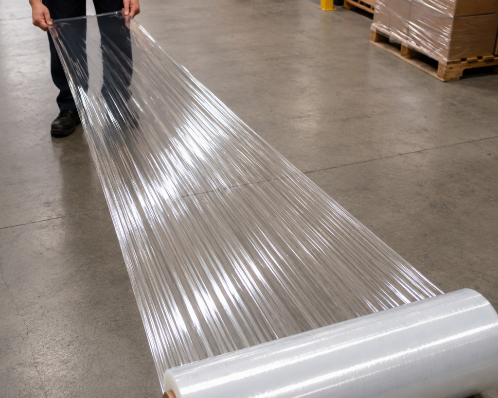 Stretch Film Clear 18" × 1500 ft – 80 Gauge | Pallet (55 cases)