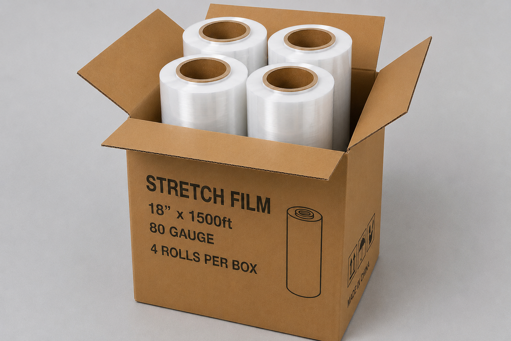 Stretch Film Clear 18" x 1500 ft – 80 Gauge (4 Rolls per Case)